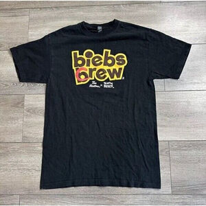 Justin Bieber x Tim Hortons Biebs Brew Crew Coffee T Shirt Size XL